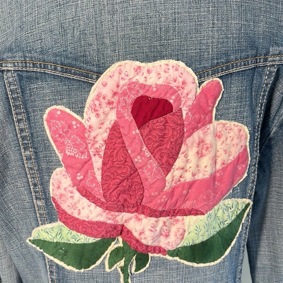 Upcycled ESPRIT Denim Jacket Quilted Rose OOAK - Picture 9 of 13